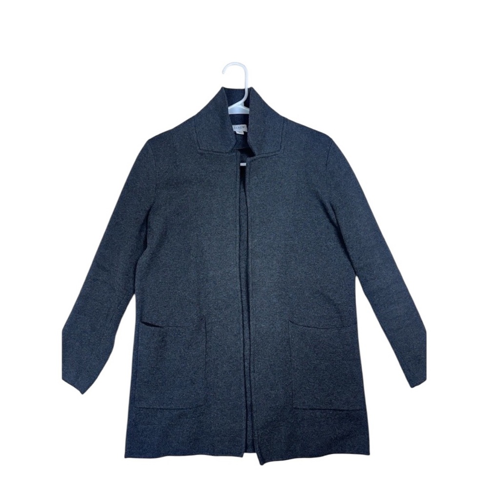 J.Crew Factory Women's Sweater Blazer Sz S Knit Dark Gray Jacket